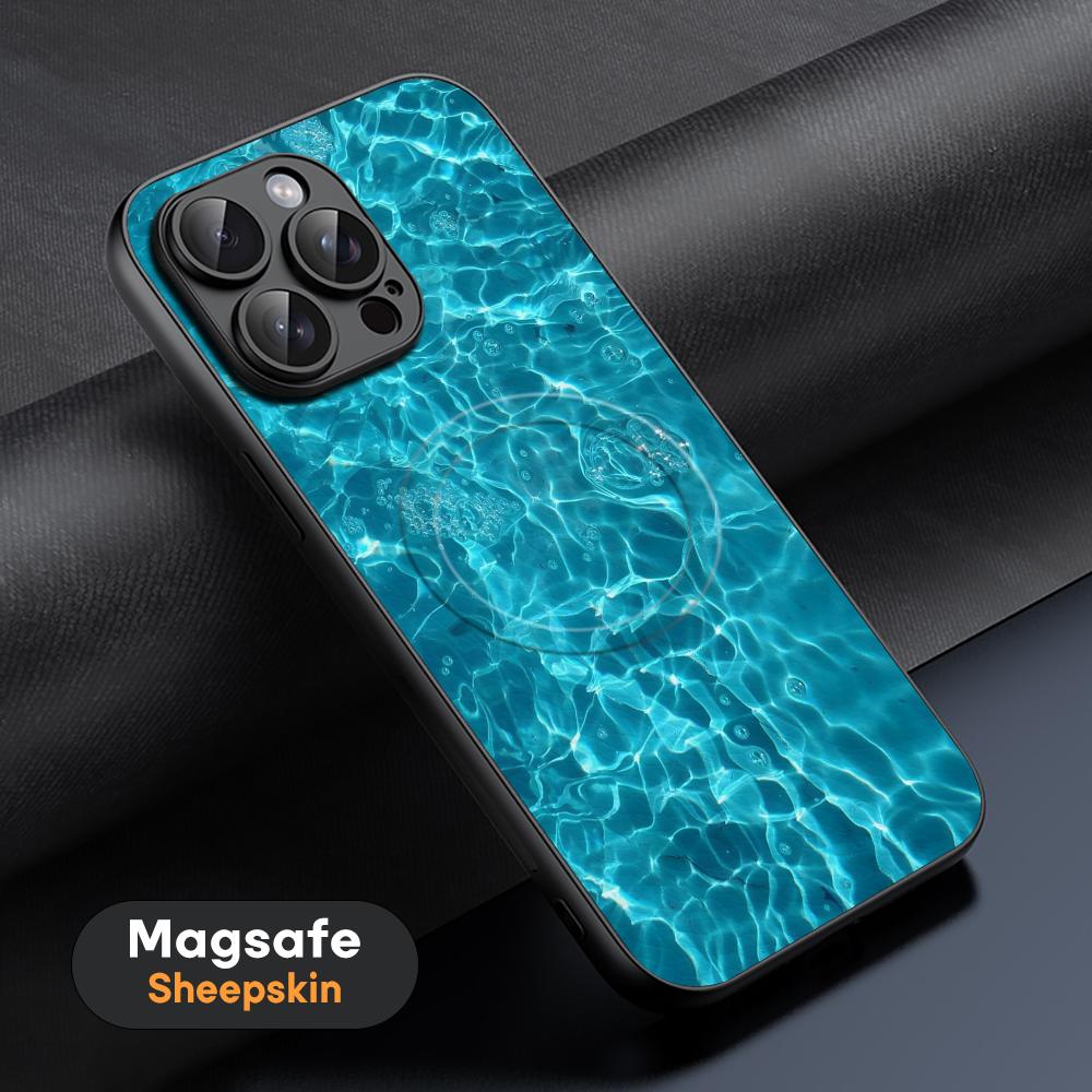 HD Seawater Art Popular Phone Case For iPhone 17 16 15 14 13 12 11 Plus Pro Max  High-end Luxury Magsafe Sheepskin