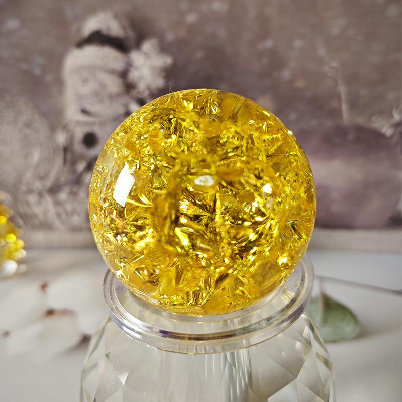5CM Non-Fading True Color Ice Crackle Crystal Ball - Feng Shui Pond Rotating Water Feature Accessory