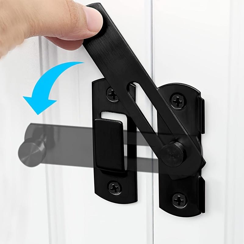 4pcs Sliding Door Security Latch, Stainless Steel Matte Black Barn Door Latch, for Pet Doors, Easy Installation with Screws