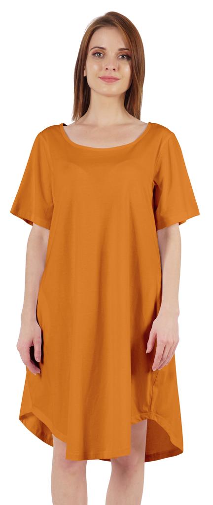 Inkmeso Noční košile pro ženy s krátkým rukávem W Noční košile s kulatým výstřihem Jersey tunika