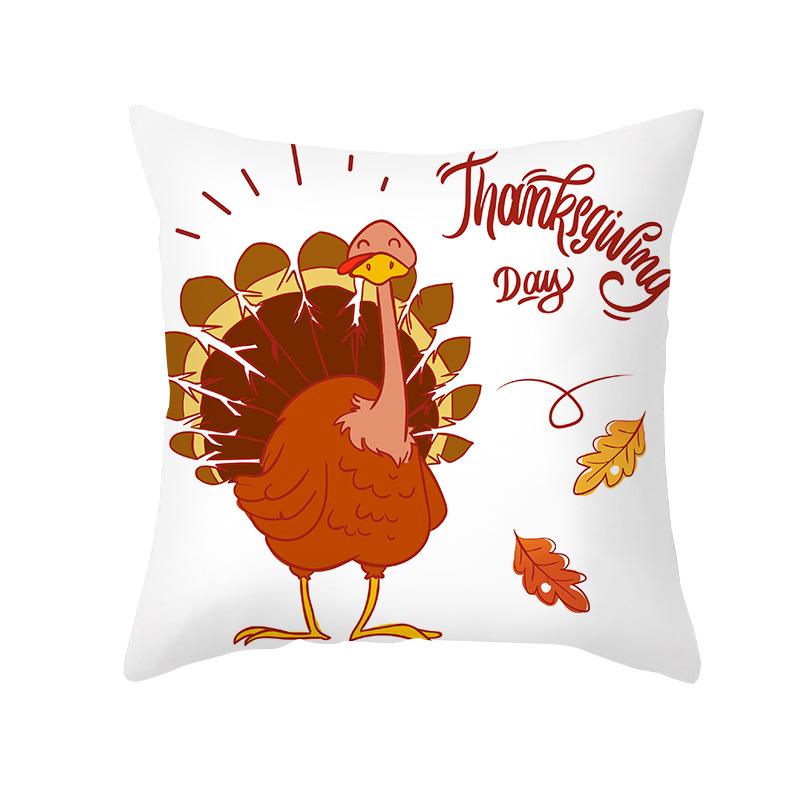 Yellow Thanksgiving Pillow Home Cartoon Animal Sofa Cushion Cover Peach Skin Office Cushion Cover