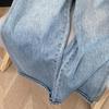 Korean Style High Waist Cuffed Denim Wide-Leg Pants with Lace Belt