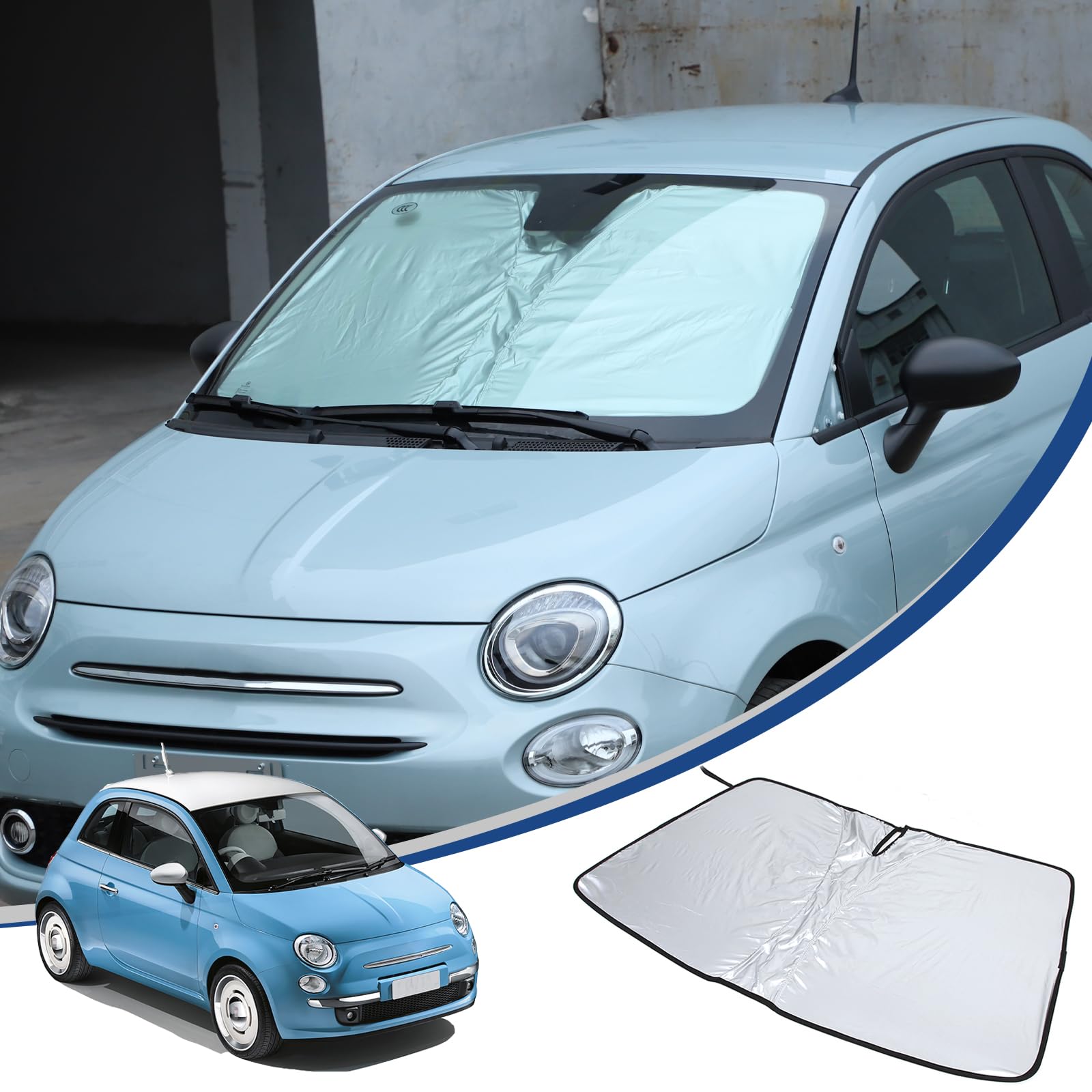 

Hcilloend Sunshade for New Fiat 500 Windshield Blackout Foldable Car Windshield UV Sun Includes Storage Easy Car Interior Protection for Car Camping