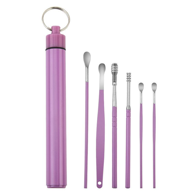 6PCS Stainless Steel Earpick Ear Cleaner Spoon Ear Care Cleaning Tool Earwax Removal Kit Ear Pick Vax Remover Cleanser Health