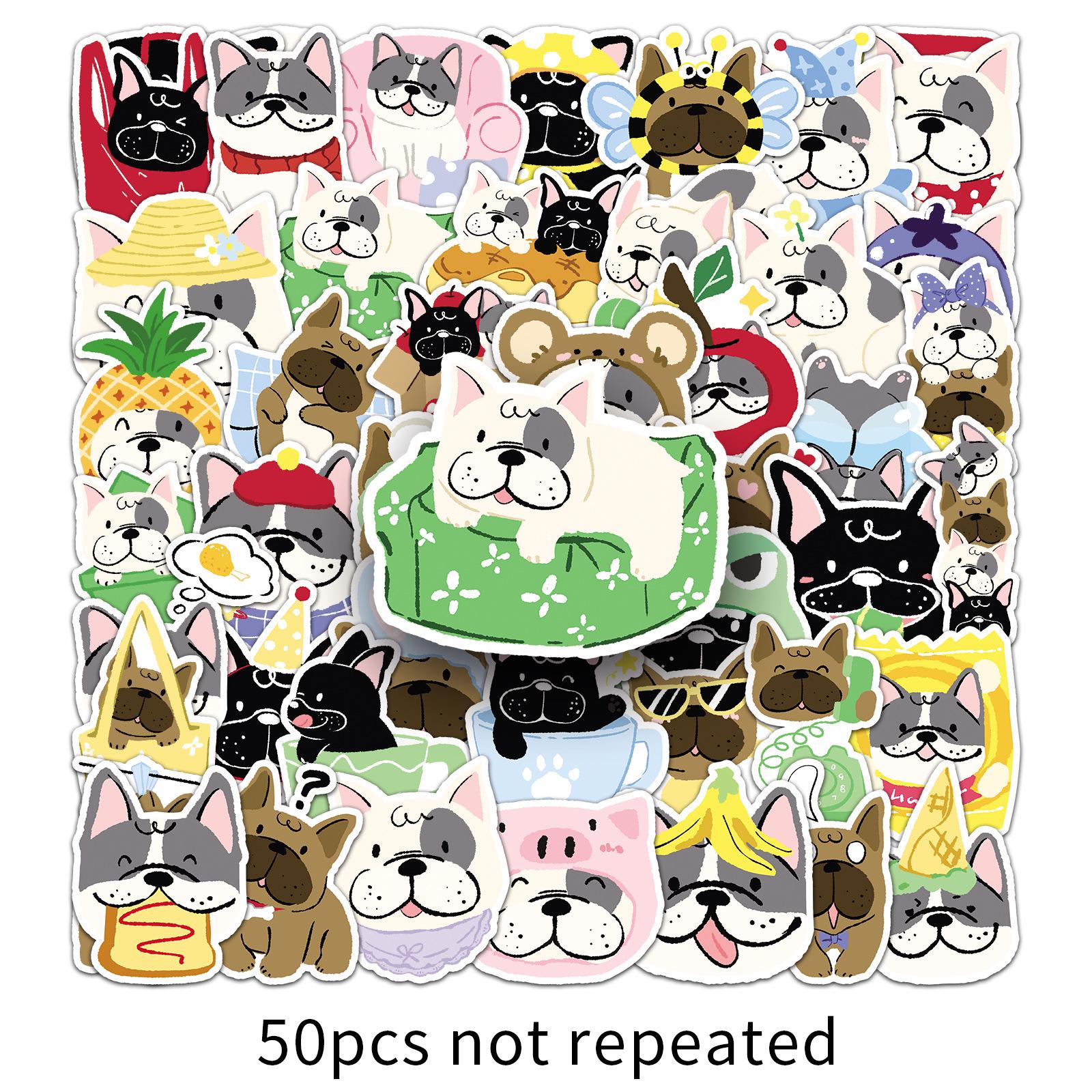 50 Hand-Drawn French Bulldog Graffiti Stickers for Cute DIY Journaling & Decoration