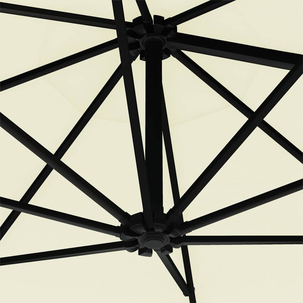 Wall Mounted Parasol with LEDs 300 cm Sand White