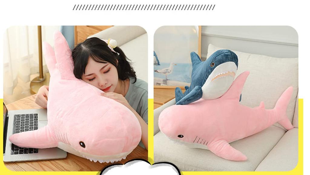 TWDRTDD Shark Plush Fun Blue Fluffy Animal Bedroom Store School Entrance Graduation Christmas Gift Toy, Oversized, Cute, Toy, Whale, Cute, Doll, Gift,