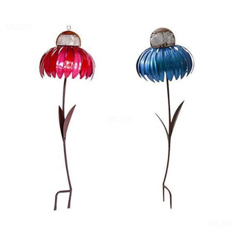 Flower Shaped Bird Feeder Metal Container Garden Outdoor Coneflower Bird Feeder Pet Supplies Garden Decoration