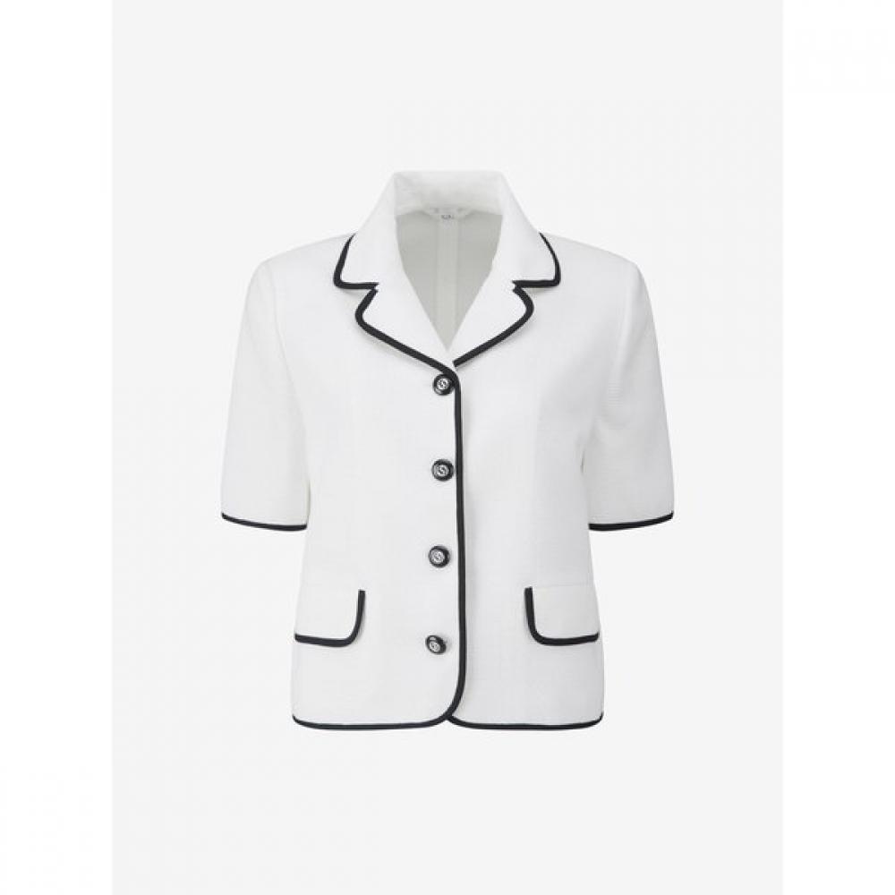 Cc Collect Half Sleeve Color Trim Crop Jacket C252msf037