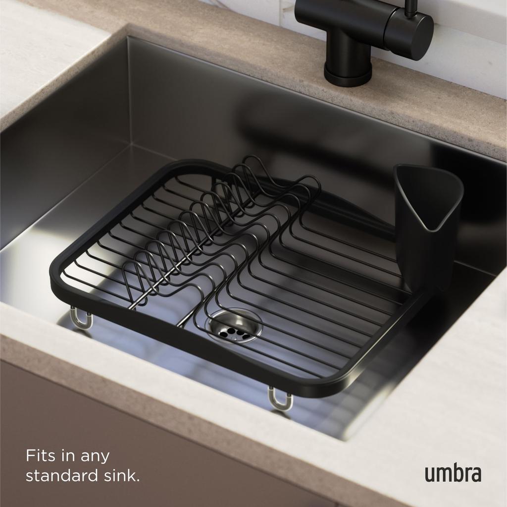 Official Umbra In-Sink Dish Drainer, Black, W36 x D28 x H16cm