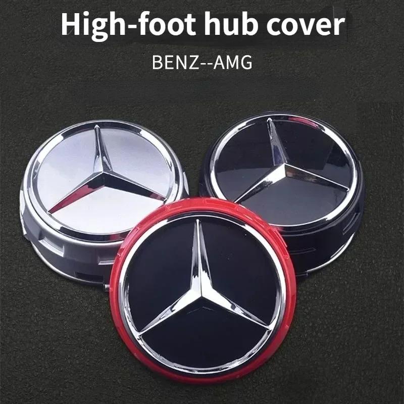 Pro Mercedes Benz Černá Červená Zvýšená Nové 4ks 75mm Pro Mercedes Benz AMG A0004000900 Styling Auta Krytky Středů Kol Kryty Středů Kol Znak