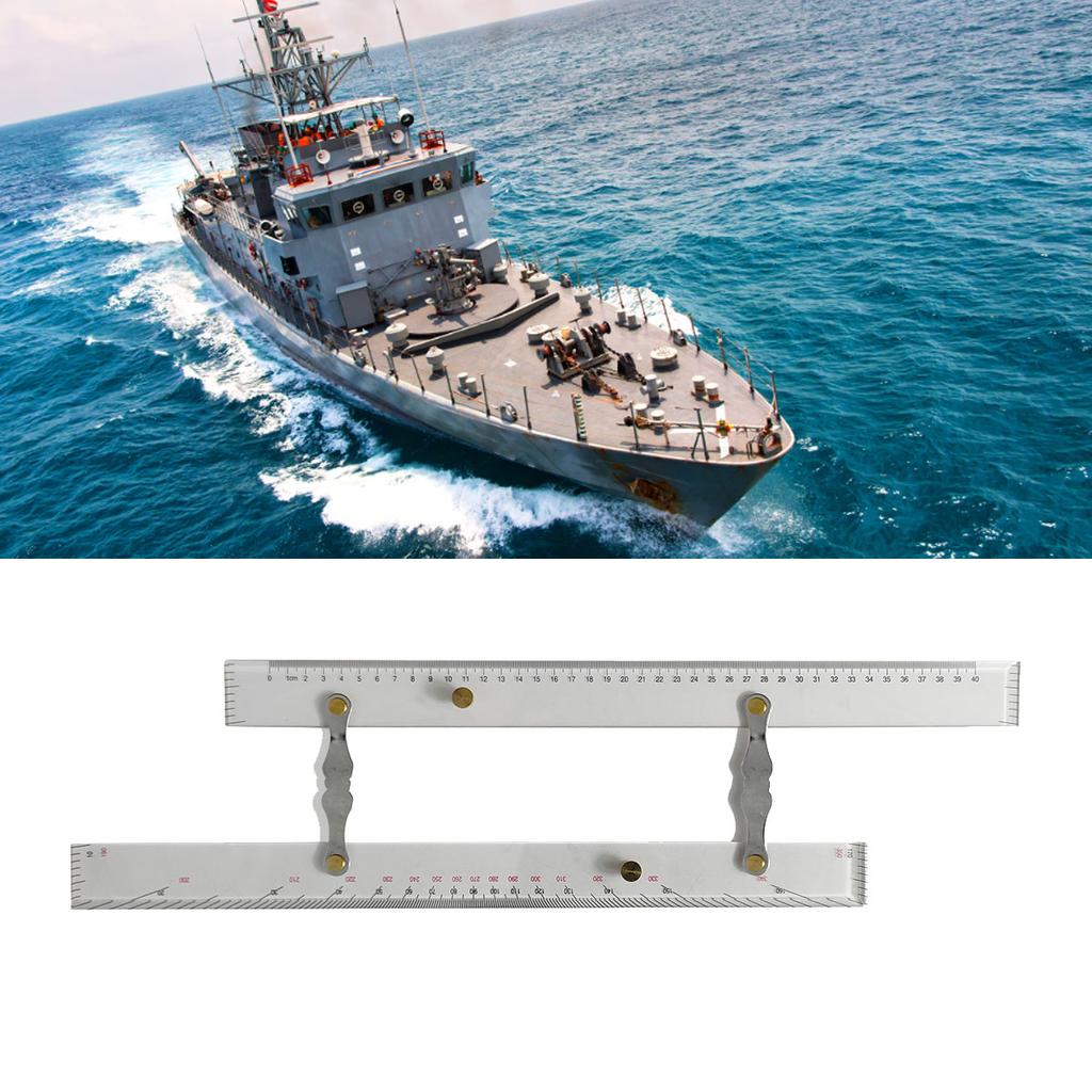 Marine Navigation Parallel Ruler Clear Scale High Accuracy Transparency Boat Ship Drawing Parallel Ruler 450mm 17.71in