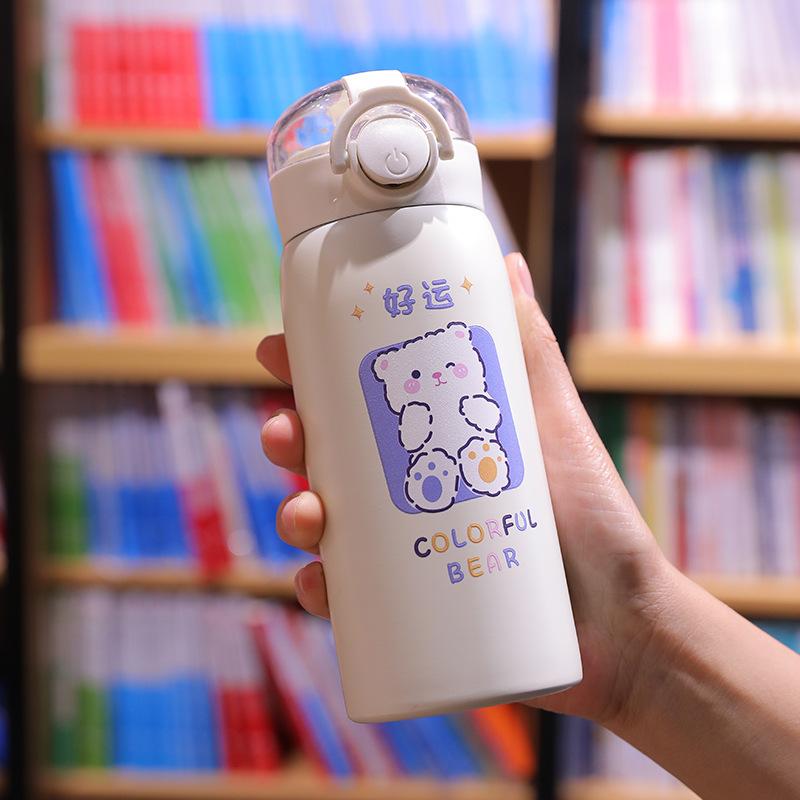304 Stainless Steel Vacuum Cup Children's Straw Bounce Men's and Women's Student Portable Vacuum Insulated Water Cup