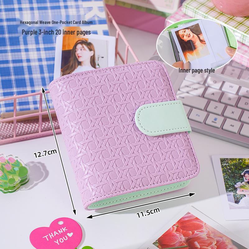 A5 PU Card Album - Chasing Stars: 3-inch Postcard & Idol Card Storage, Four-Grid Polaroid Album