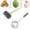 Coconut Opener Tool Set with Hammer Stainless Steel Food Grade Coconut Breaker Kit with Wooden Handle for Shop