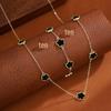 European & American Lucky Flower Jewelry Set: Five-Leaf Clover Bracelet, Stud Earrings, Necklace