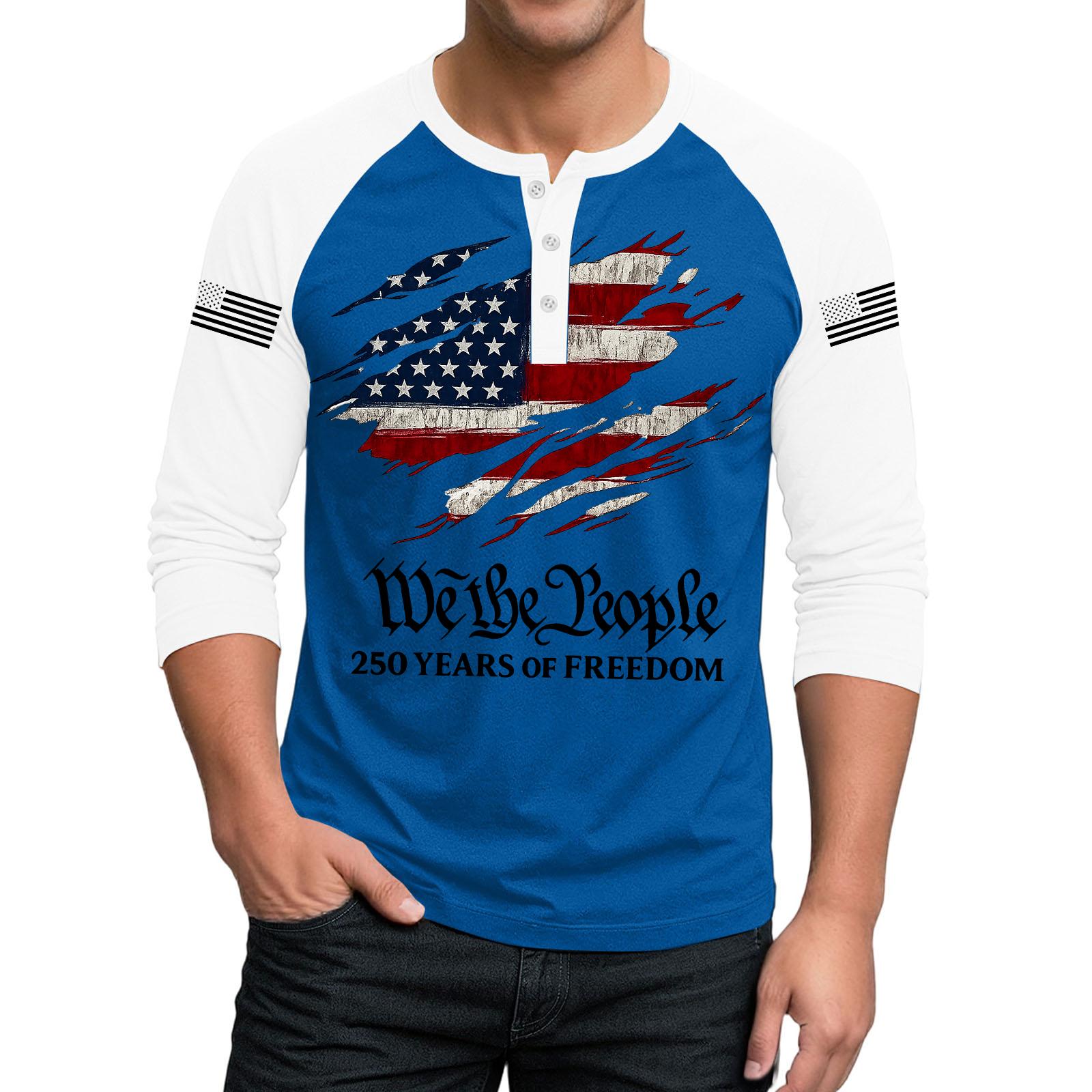 

Men s Button-Down Contrast Raglan 3/4 Sleeve Top XL