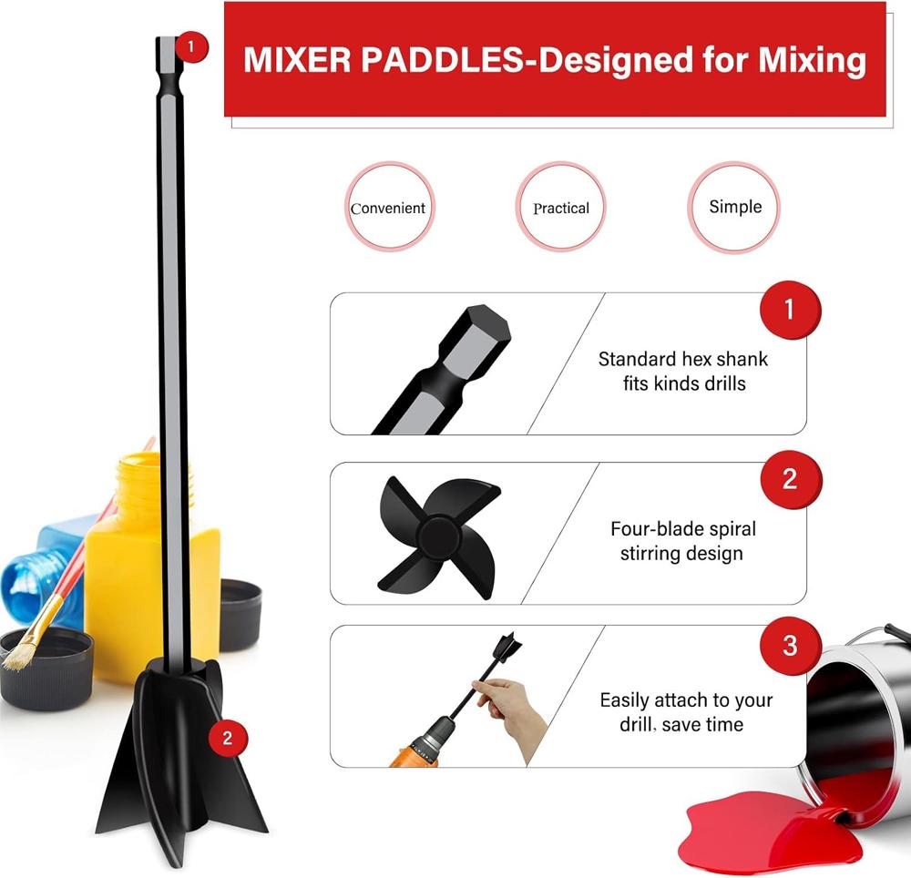2PCS Resin Mixer Paddles Resin Drill Epoxy Mixer Attachment for Drill Paint Mixer Paint Stirrer Mixing Resin Epoxy Silicone Mold