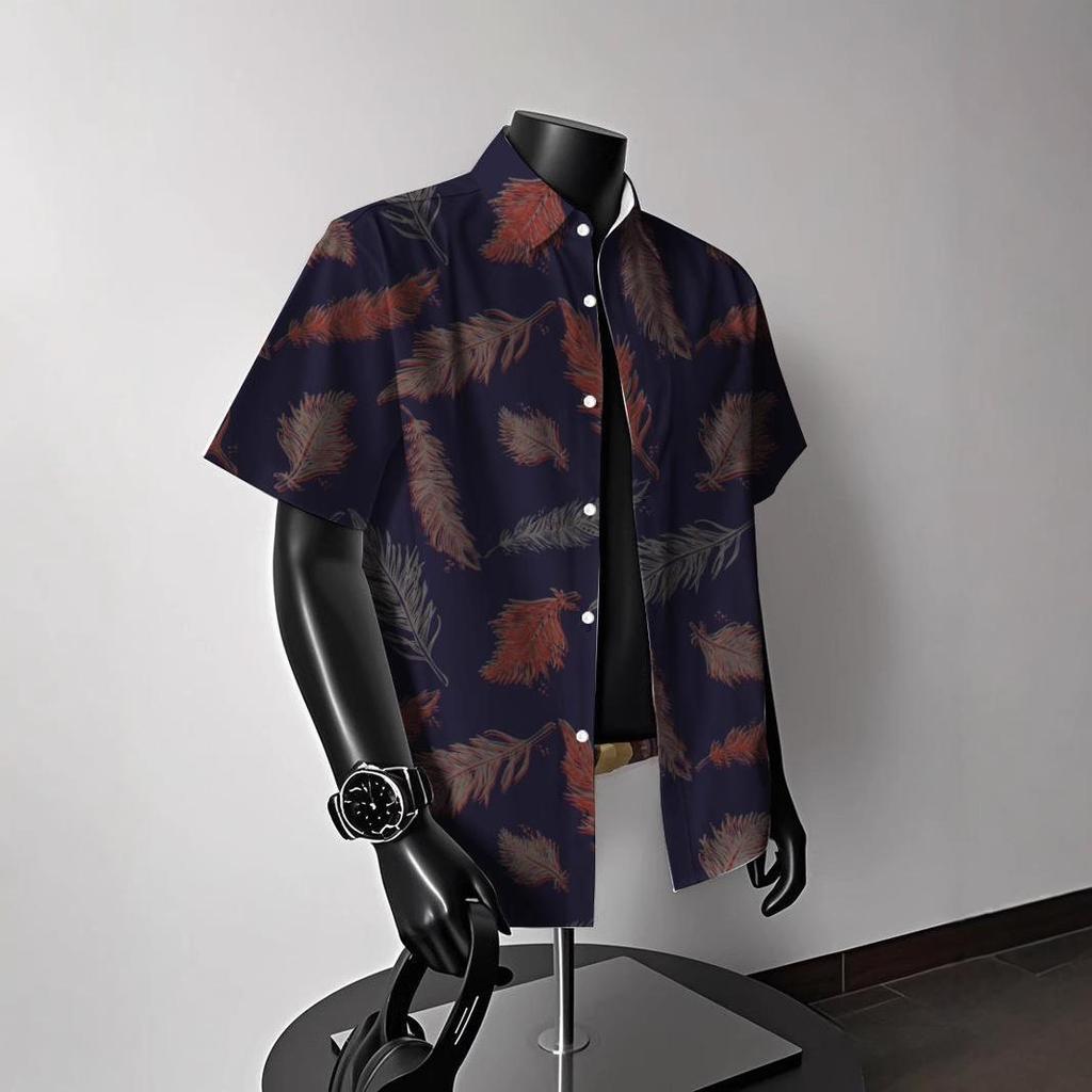 Men's Vintage Hong Kong-Style Hawaiian Floral Short-Sleeve Shirt: Trendy Summer Beachwear for Couples