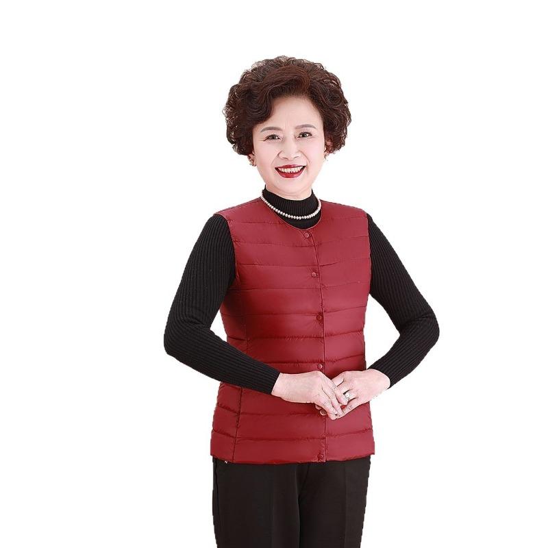 Middle-aged Vest Mother Light and Thin Crew Neck Down Jacket Liner Down Vest Women's Clothing Large Size Warm Vest Vest Vest