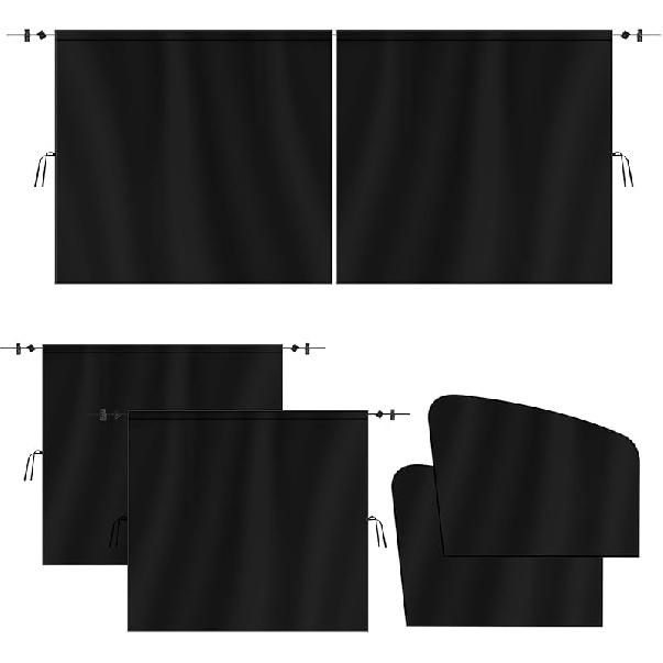 99% Light Blocking Car Curta, 1 Rear Seat Divider Curtain & 2 Rear Side Window Curta, Car Curta For Windows, Wide Sedan SUV Sunshade Covers Car