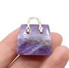 1Pc, Reiki Healing Crystal Carved Handbag Ornament Decoration, Mini Fashion Natural Stone Amethyst Agate Gemstone Home Decor Jewelry Gifts 27×25mm