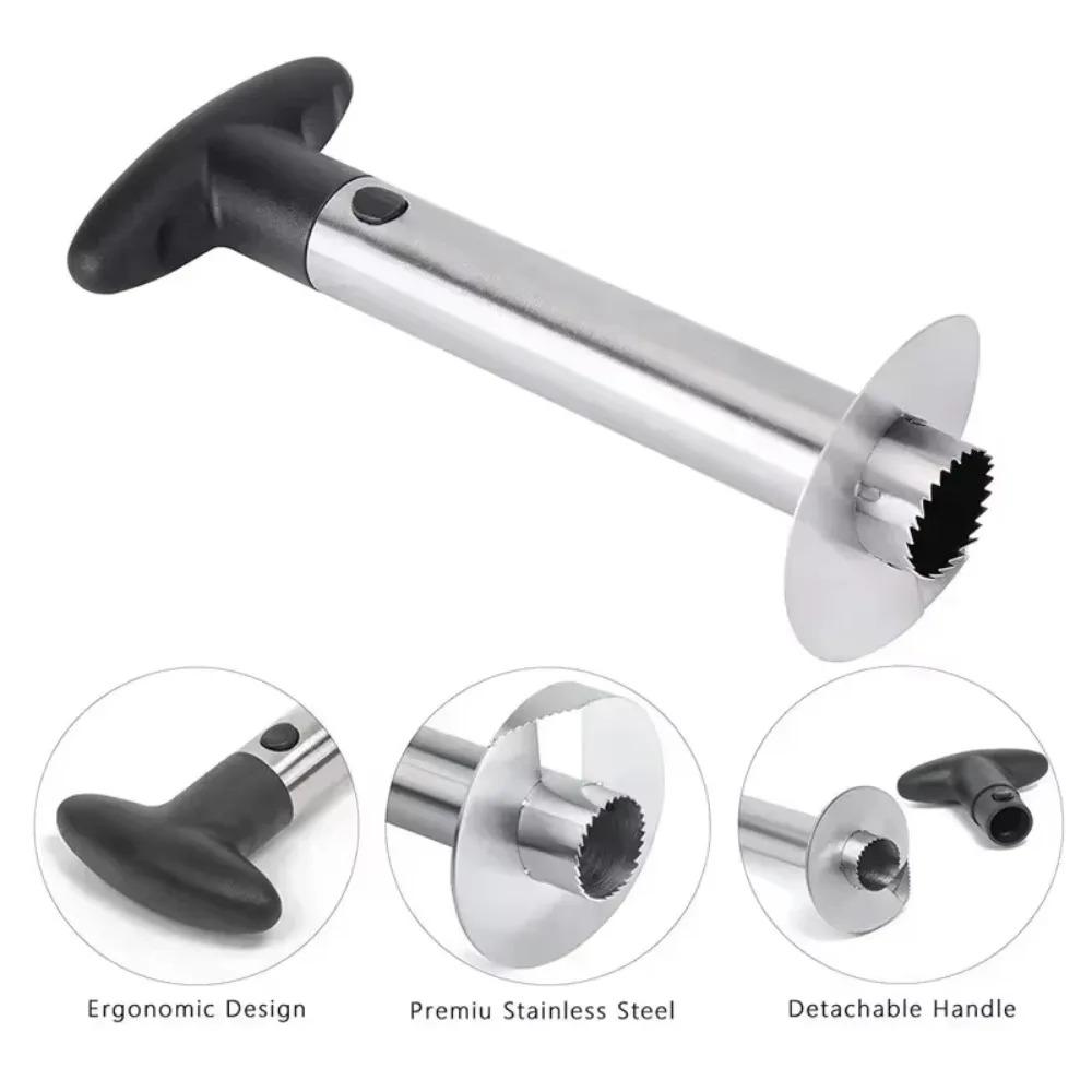 Stainless Steel Pineapple Peeler Slicer - Spiral Fruit Cutting Tool for Pineapples Melons Vegetables Easy Peel Core Remover