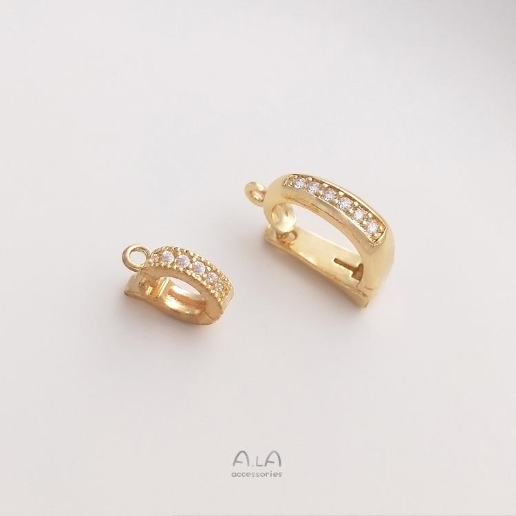 Zapięcie wisiorka z cyrkonią wypełnione złotem 14K do DIY biżuterii z pereł, jadeitu, kryształów