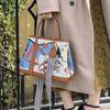Bolso Tote de Lona Grande Graffiti Clásico Europeo-Americano - Bolso de Mano de Moda con Diseño Pintado