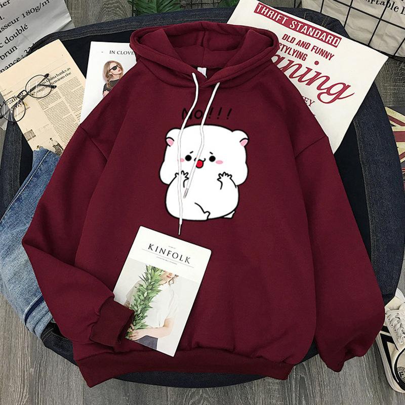 

Женский свитер осенне-зимний флисовый утолщенный большого размера свободный повседневный универсальный с длинным рукавом худи топ куртка 2XL бордовый