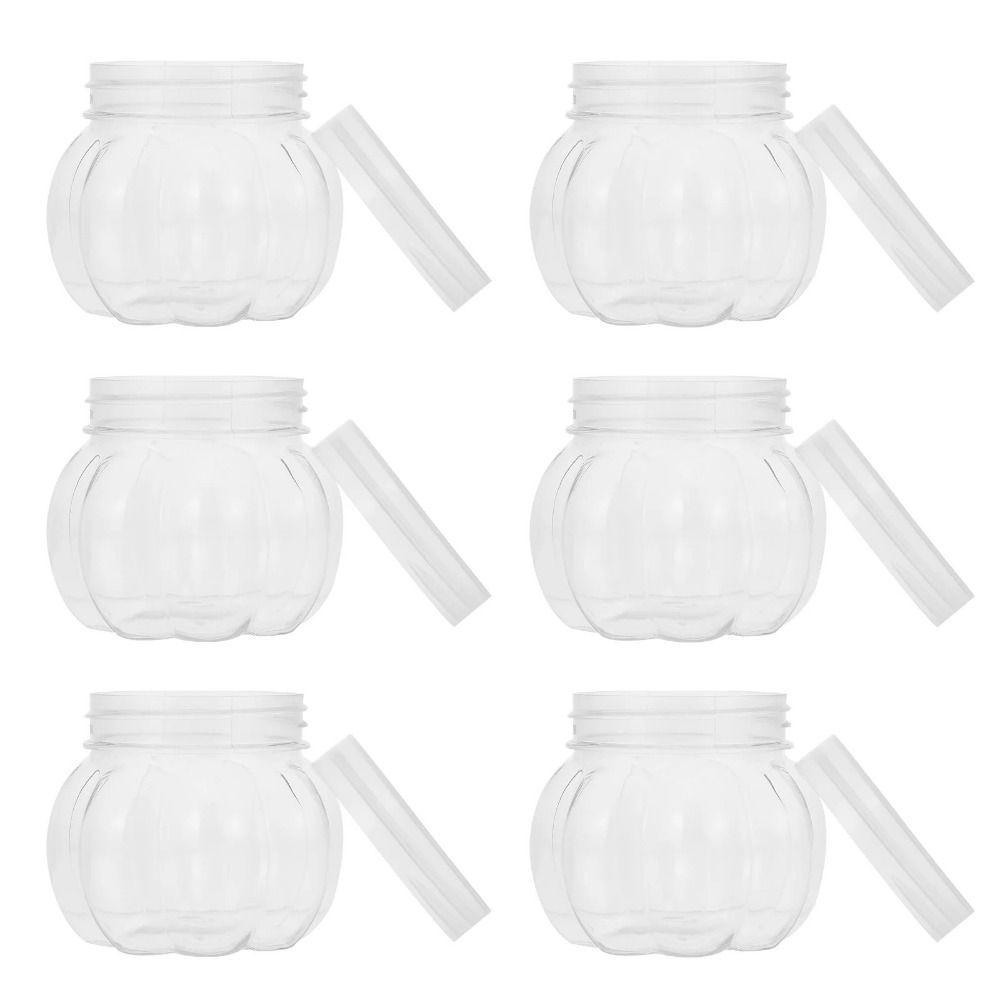

5 Pcs Mini Seasoning Storage Container Plastic Food Container 150ml Pumpkin Jar Cookies Grain Tea
