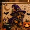 Unique Handmade Gift Idea Halloween Faux Pearl Painting Kit, Puppy Ghost 3D Art Craft Imitation Kit for Adults Beginners, Home Wall Decor, DIY Stress