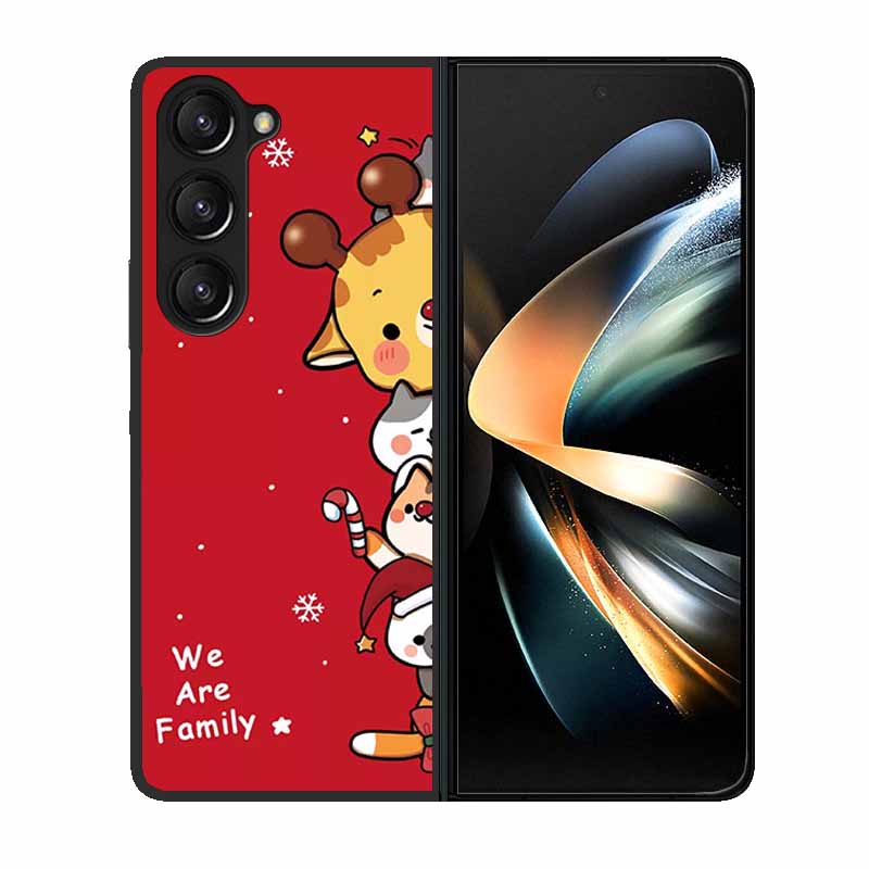 Christmas Case For Samsung Galaxy Z Fold 6 5 4 3 Cover Fold5 Fold4 Lovely Black Hard Plastic PC Cover For Galaxy Z Fold5 5G Case