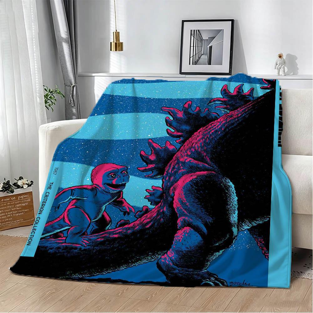 G-Godzilla-S 2 M-Monster King Classic 3D Flannel Blanket Soft Throw Blanket Art For Home Decor Bedroom Bed Sofa Picnic Fans Gift