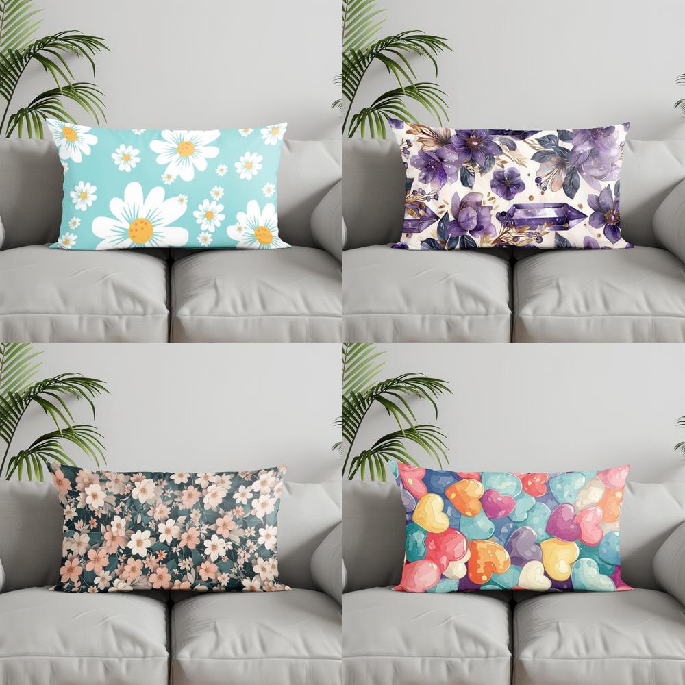 Home Decor Sunflowers & Bees Pillow Cover Suitable For Sofa Bedroom Car Pillow Cover Cushion Rectangular Back Cushion