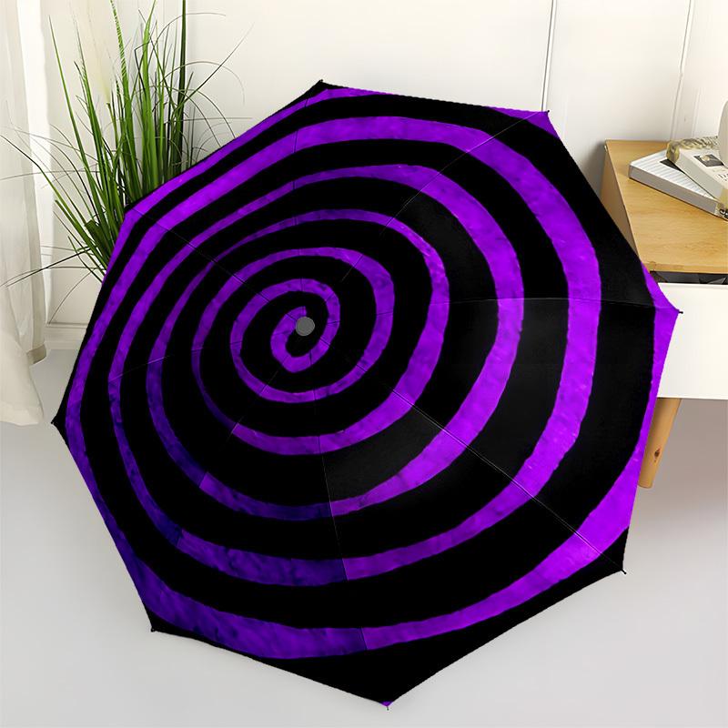 1pc Spiral Pattern Automatic Folding Umbrella - Compact 8-Rib Design, Durable Plastic & Iron, Lightweight for Outdoor Daily Use191