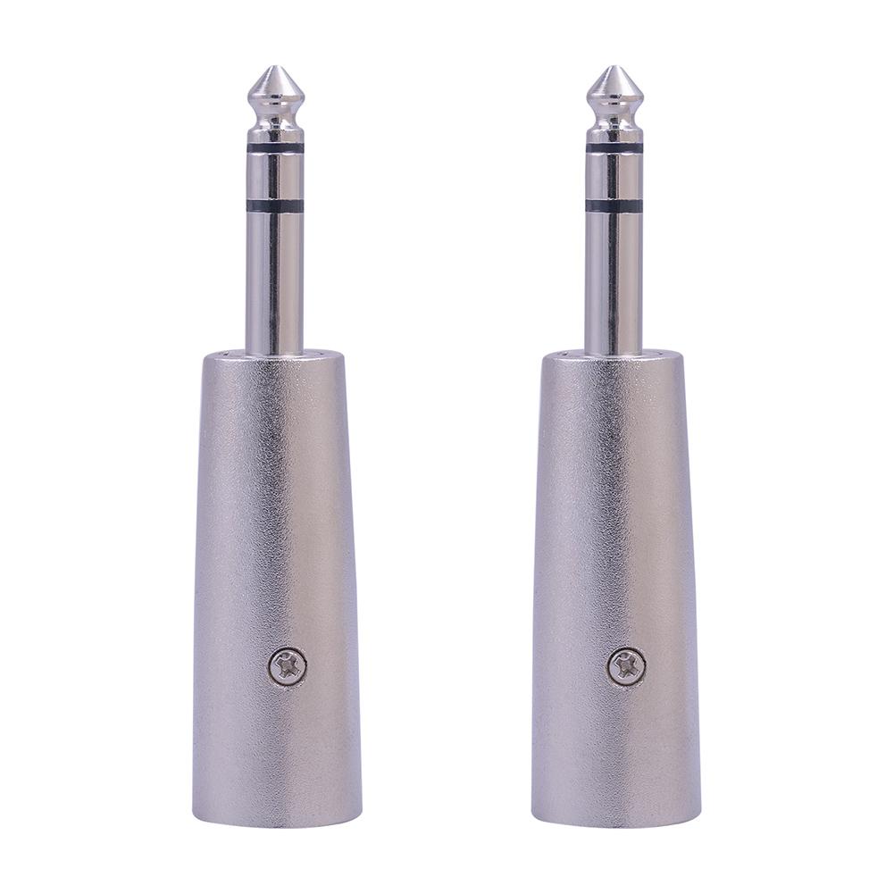 1/2pcs Stereo Microphone Adapter Connector Metal Casing 6.35mm Male To XLR Male Adapter Converter Nickel-Plated Connector