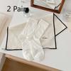 2 Pairs Mesh Breathable White Pile Socks with Lace Trim and Openwork Design, Lightweight and Sweet Mid-calf Length Socks