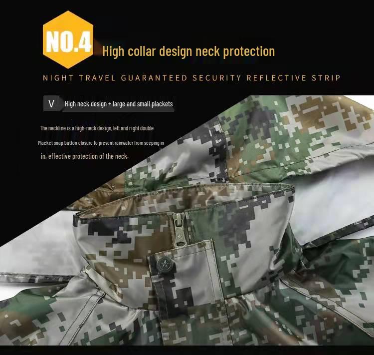 Camouflage Regenmantel- & Hosen-Set für Outdoor-Wandern und Hochwasserschutz