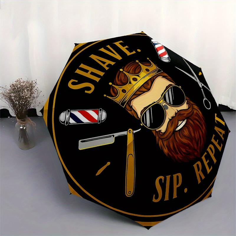 King of the Barbershop: Shave, Sip, Repeat StickerUmbrella, Portable 3-Fold Compact Umbrella,Christmas Gift ES373