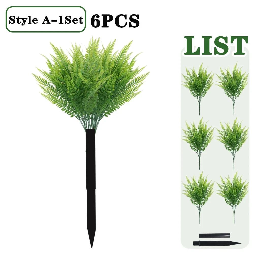 1-6PCS Artificial Green Plants Ferns Ruscus Eucalyptus Home Wedding Outdoor Decor Ornaments Faux Floral Arrangements