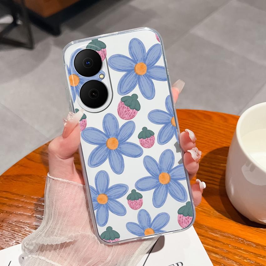 

Для Huawei Enjoy 80 P50 70x Y6 Y5 Y8p P40 летний свежий цветочный узор чехол для телефона прозрачный мягкий силиконовый анти-падения защитный чехол для Huawei чехол Huawei Y9s