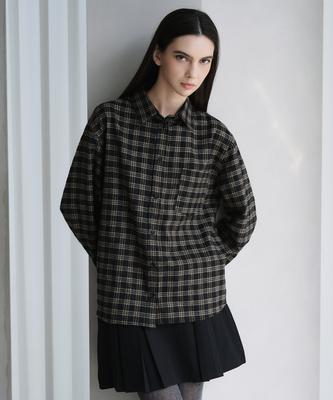 PLUNASTUDIO Classic Check Loose Shirt_Black
