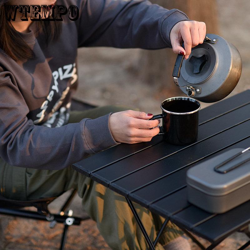WTEMPO Masă pliabilă portabilă de camping în aer liber, din aliaj de aluminiu, masă de grătar de camping mini taraba temporară