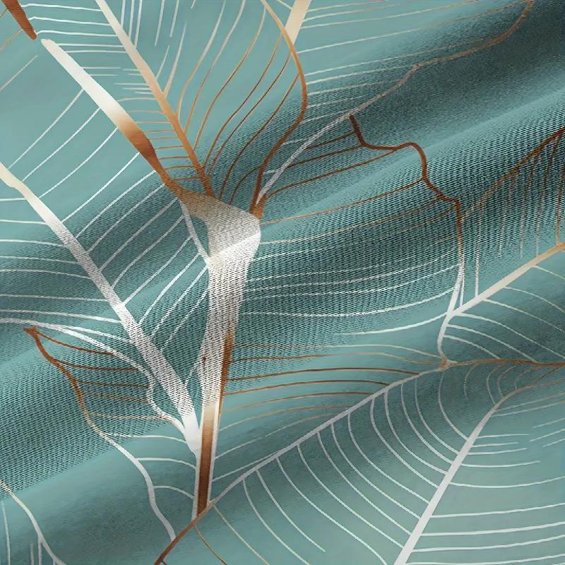 Men's Tropical Leaf Pattern Digital Printed Short Sleeved Shirt with Casual Buttons Made of Polyester Fiber Summer Is Very Suitable for Summer Outings