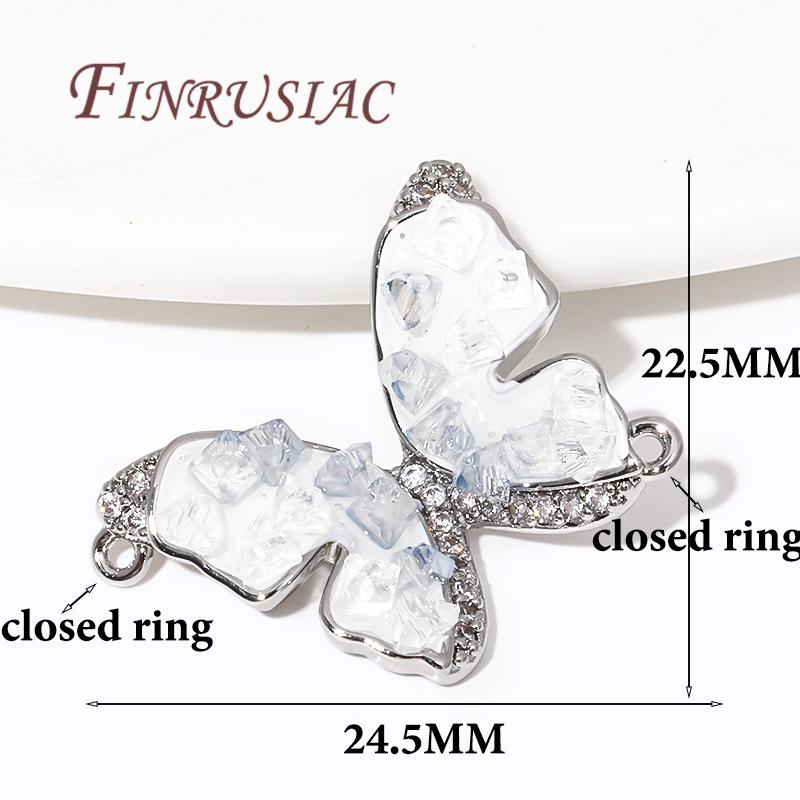 

Rhodium Plated Butterfly with Zircon Pendants For Bracelets,Charms Connector For Jewelry DIY Women s Earrings Making Accessories 1 Piece