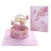 Best Wishes 3D Pop Up Greeting Card Stereo Card Thank You Card Flower Cake Card  Desktop Decoration
