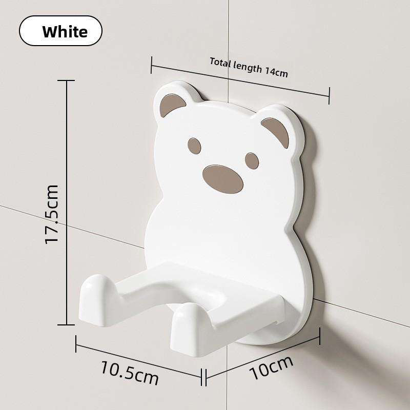 New Cartoon Bear Hair Dryer Storage Rack Wall-mounted, No Drilling Needed for Bathroom