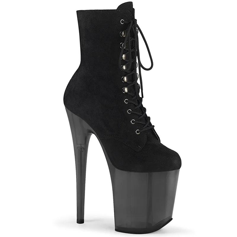 Fashion New Knight Female 20CM High Heel Platform Ankle Boots Women Autumn Winter Shoes Sexy Nightclub Pole Dancing Boots