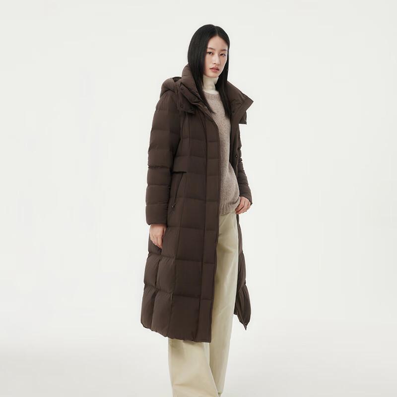 Tanboer Women's Long Hooded Belted Down Jacket (Model 530872Z)